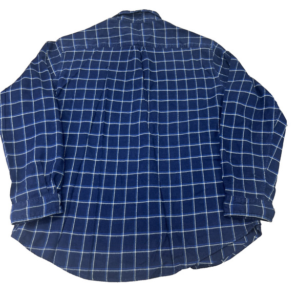Ralph Lauren Polo Jeans Co Flannel Plaid Shirt Men's L/XL Navy Blue Preppy Y2K - Picture 4 of 12